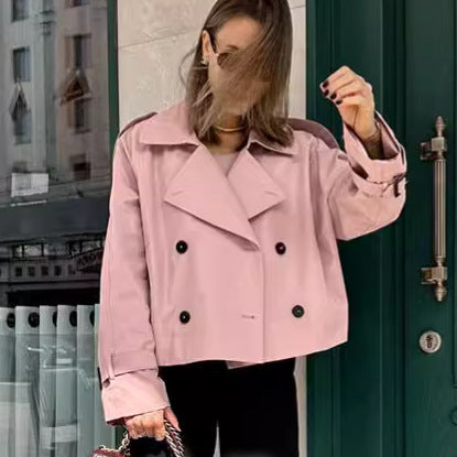 Audrey Pink Cropped Trench Coat