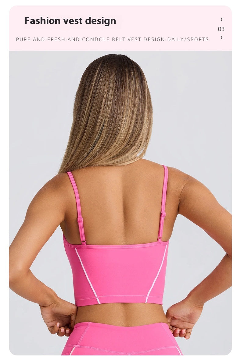 High Elastic Spaghetti Strap Crop Top and Shorts Fitness Activewear Set
