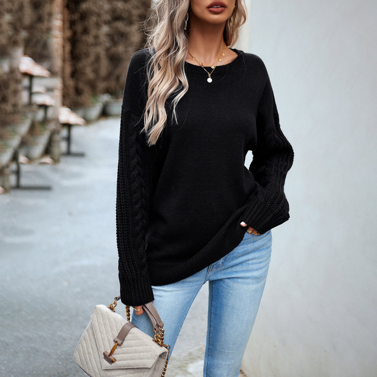 Adeline Cable Knit Sleeve Sweater