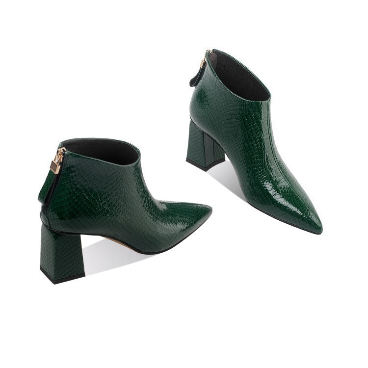 Elegant Embossed Leather Ankle Boots