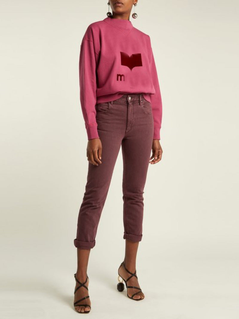 Comfortable Loose Fit Korean Style Cotton Graphic Sweatshirt
