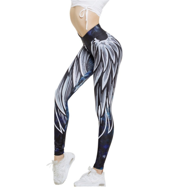 Inspiring Feather Wing Digital Print High Rise Yoga Leggings