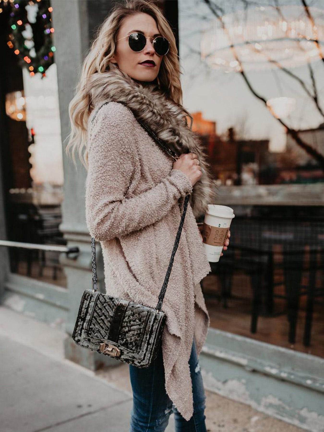 Aspen Faux Fur Collar Cardigan