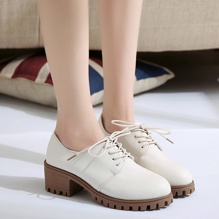 Stylish Women's Chunky Lace-Up Oxford Shoes with Block Heel