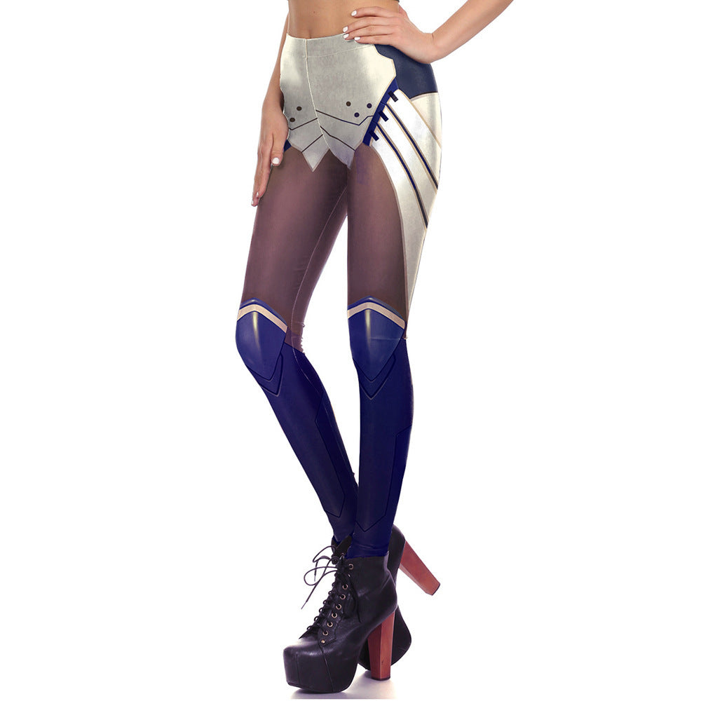 Futuristic Patterned High Waist Stretch Leggings for Dynamic Style