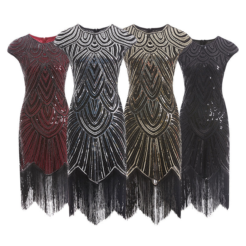 Elegant 1920s Flapper Sequin Fringe Dress - Gatsby Party Cocktail