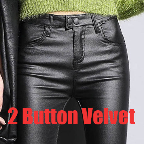 Thermal Faux Leather Leggings High Waisted Warm Winter Pants