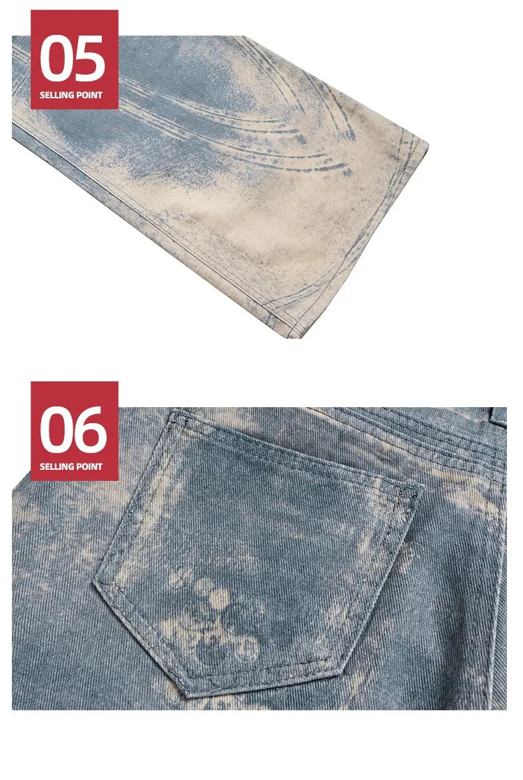 Washed Distressed Wide Leg Jeans