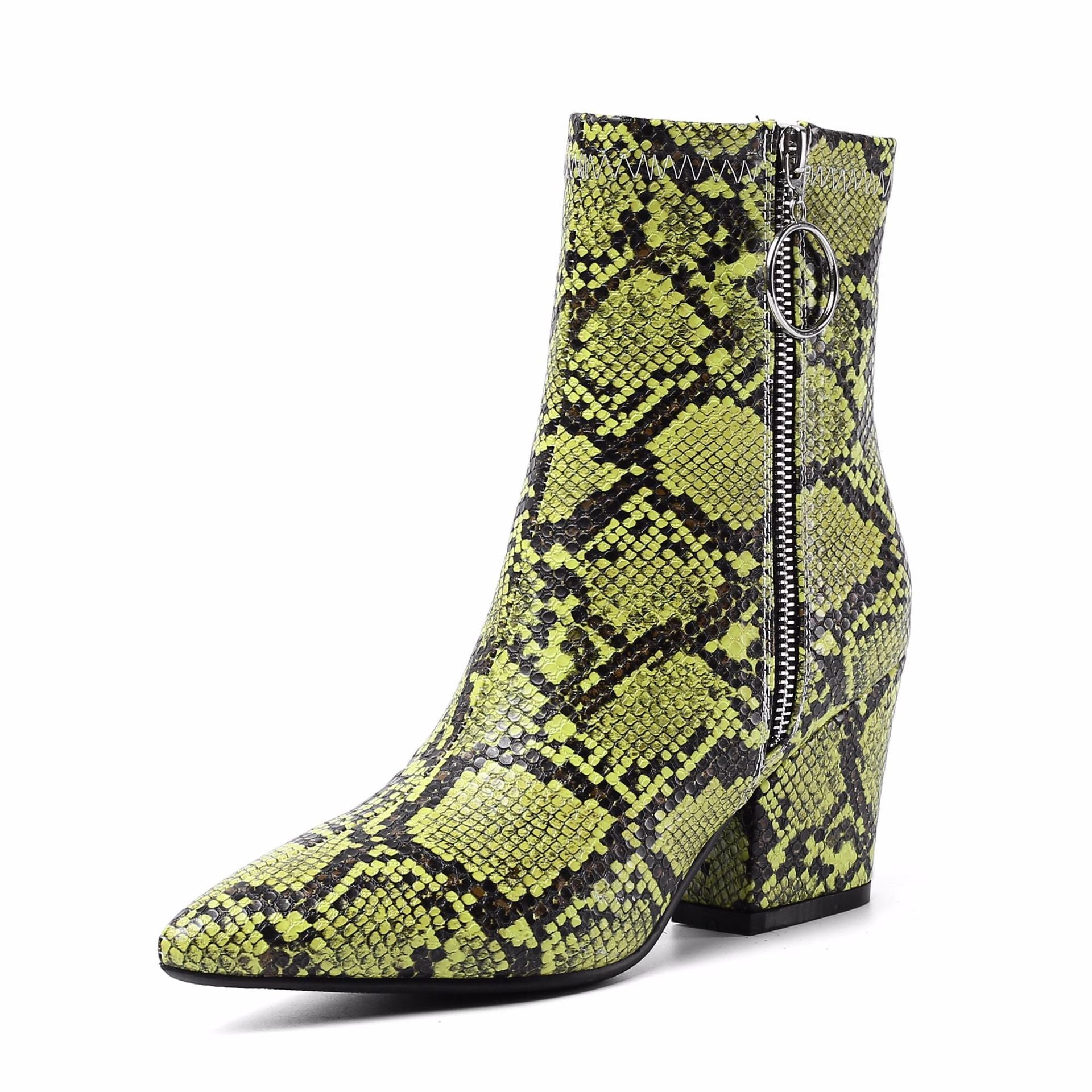 Chic Serpentine Print Ankle Boots
