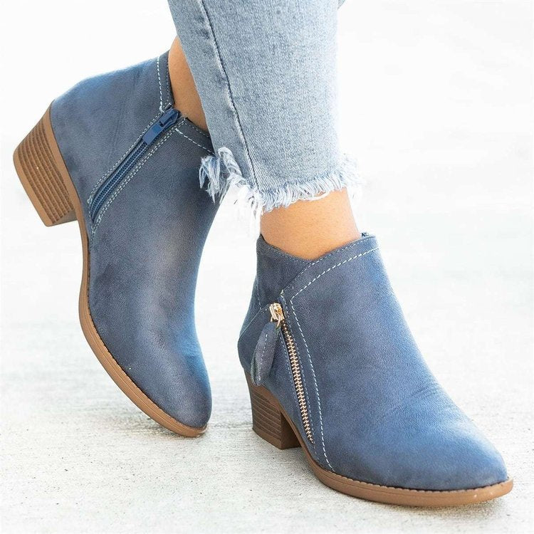 Chic Suede Side-Zip Ankle Boots
