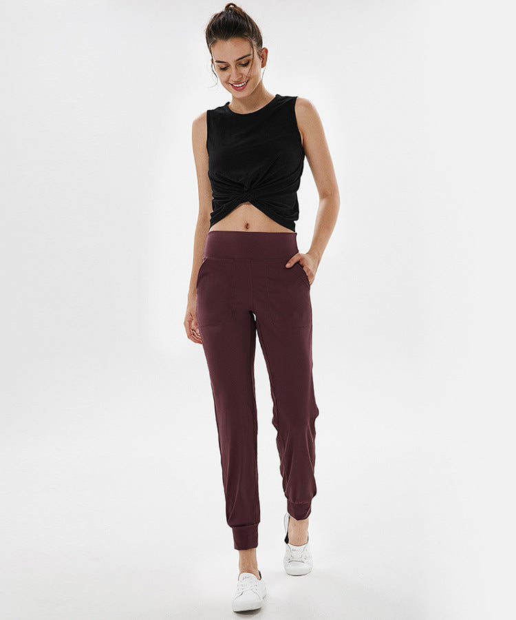 Comfortable High Waist Loose Pocket Yoga Cropped Pants