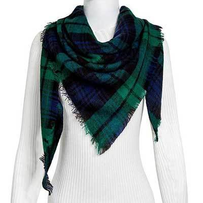 Cozy Plaid Triangle Shawl Scarf