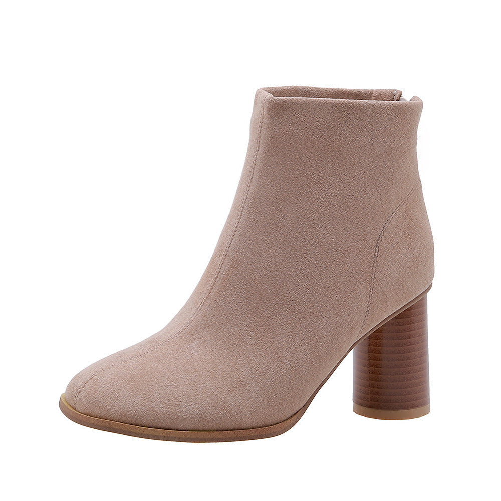 Chic Frosted Block Heel Ankle Boots