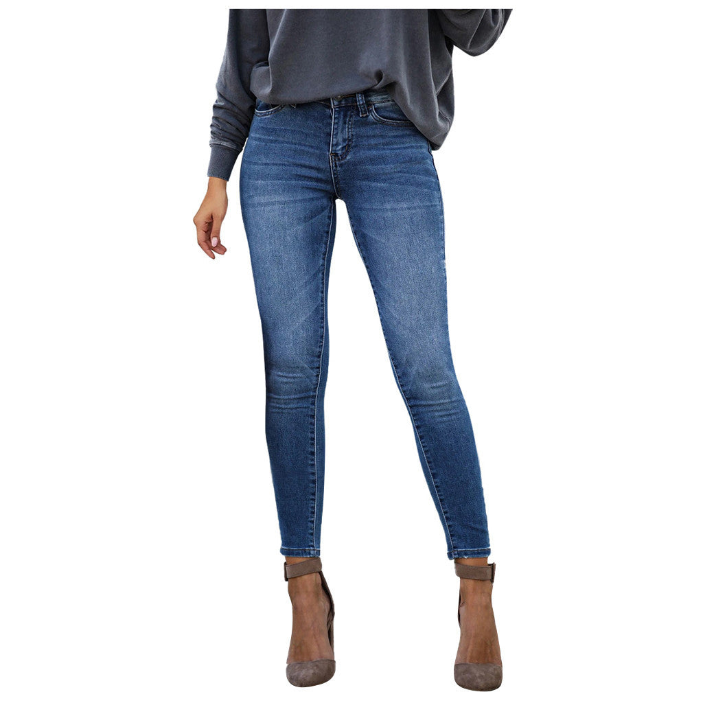 Women's Slim Fit Cropped Denim Jeans - Everyday Style