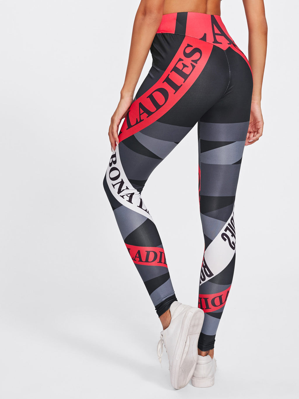 Dynamic Alphabet Print Fitness Leggings for Active Workouts