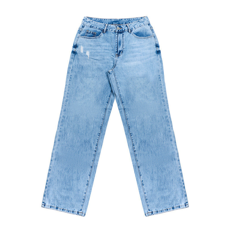 Effortless Light Wash Straight Leg Denim Jeans