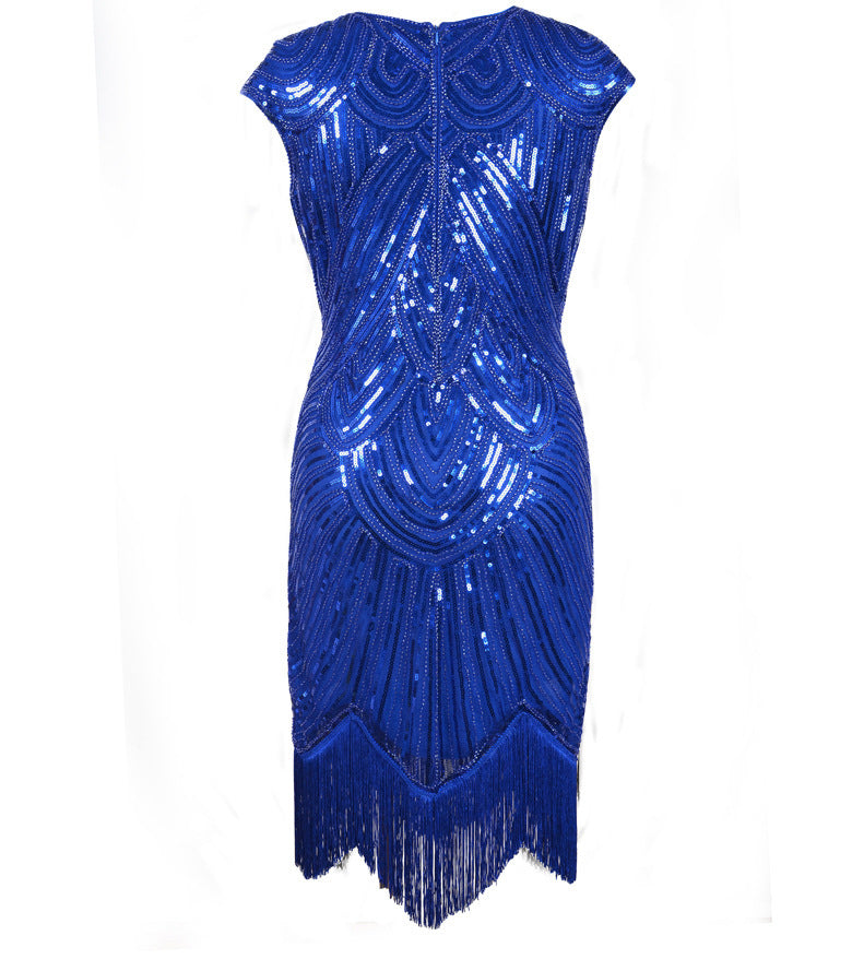 Elegant 1920s Flapper Sequin Fringe Dress - Gatsby Party Cocktail