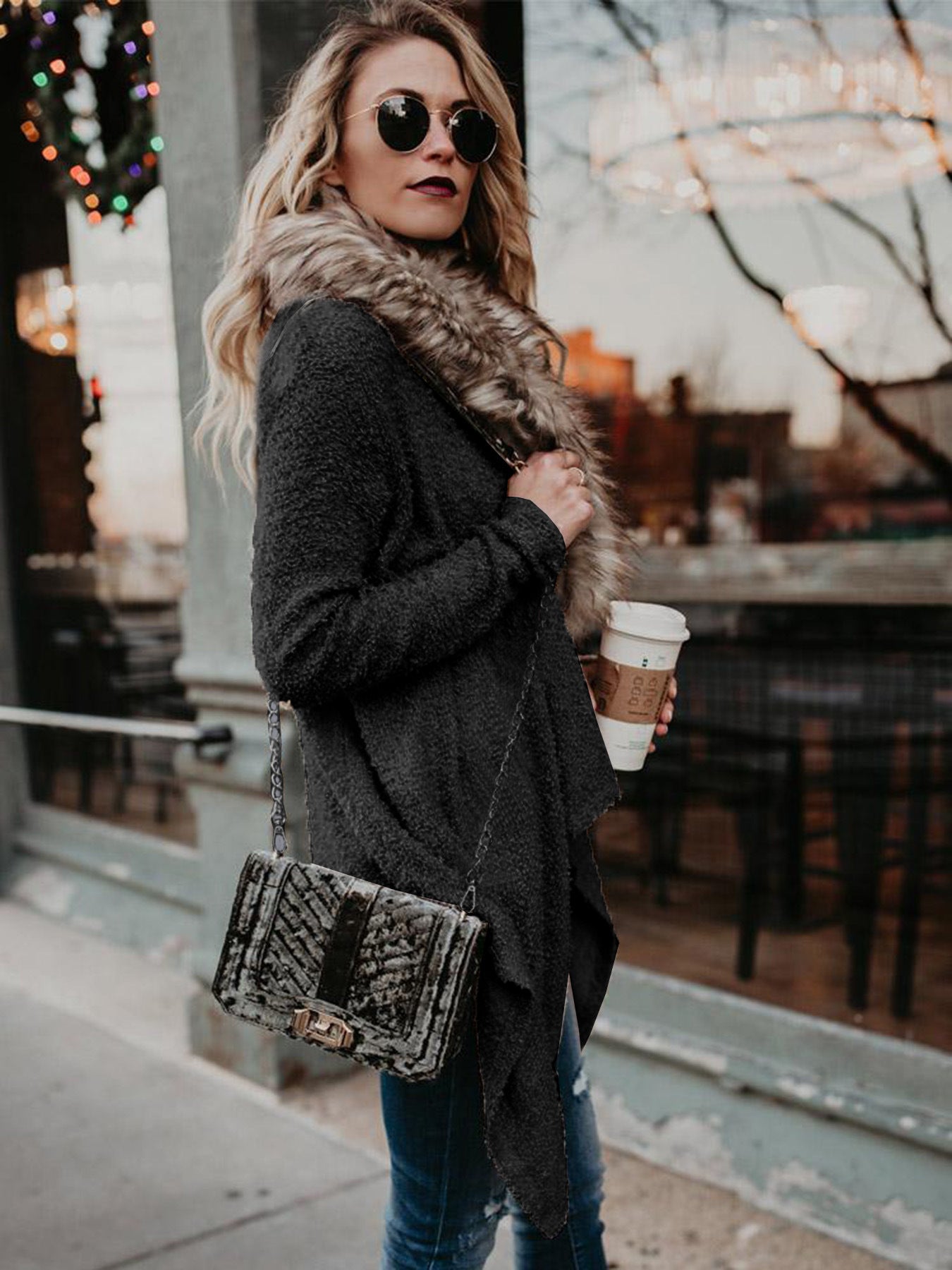 Aspen Faux Fur Collar Cardigan