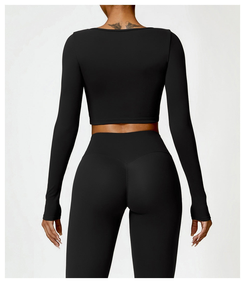 Women's Brushed Long Sleeve Yoga & Gym Crop Top