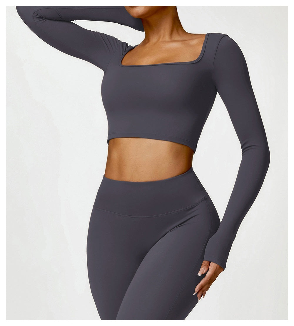 Women's Brushed Long Sleeve Yoga & Gym Crop Top