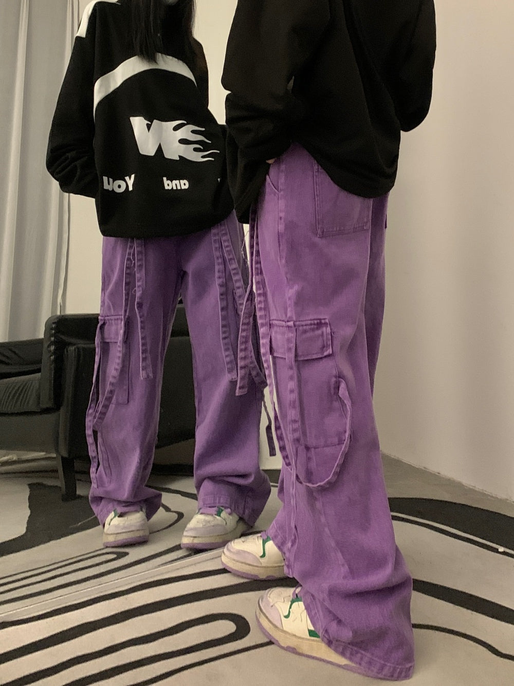 Baggy Washed Purple Denim Cargo Pants