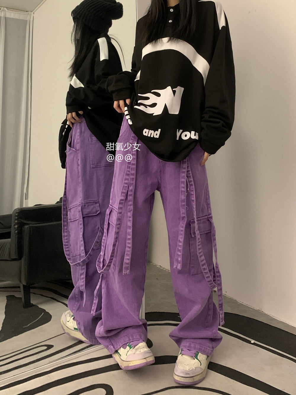 Baggy Washed Purple Denim Cargo Pants