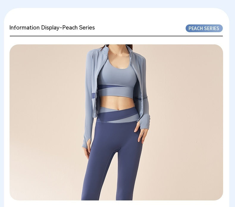 Performance Activewear Fitness Jacket Leggings Sports Bra Three Piece Set