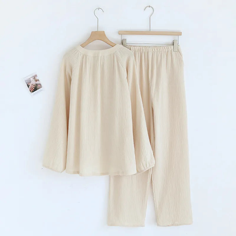 Comfortable Women's Pure Cotton Tassel Detail Home Wear Pajama Suit