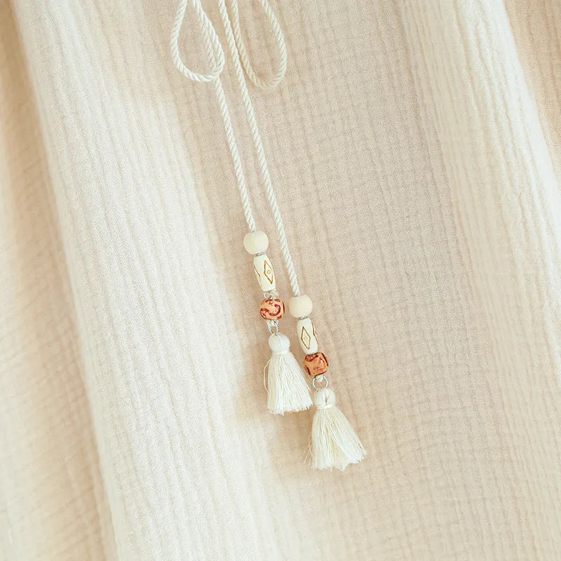 Comfortable Women's Pure Cotton Tassel Detail Home Wear Pajama Suit