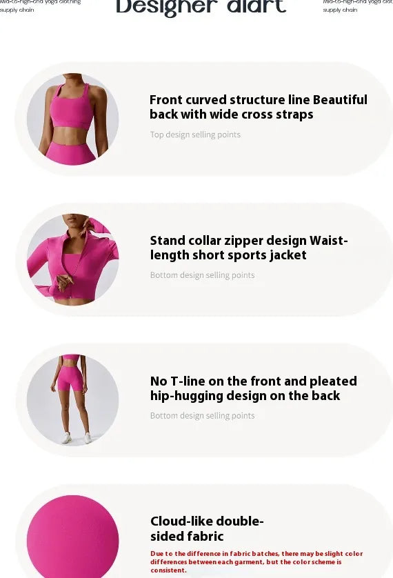 Women's 3-Piece Activewear Set: Long Sleeve, Bra & Shorts