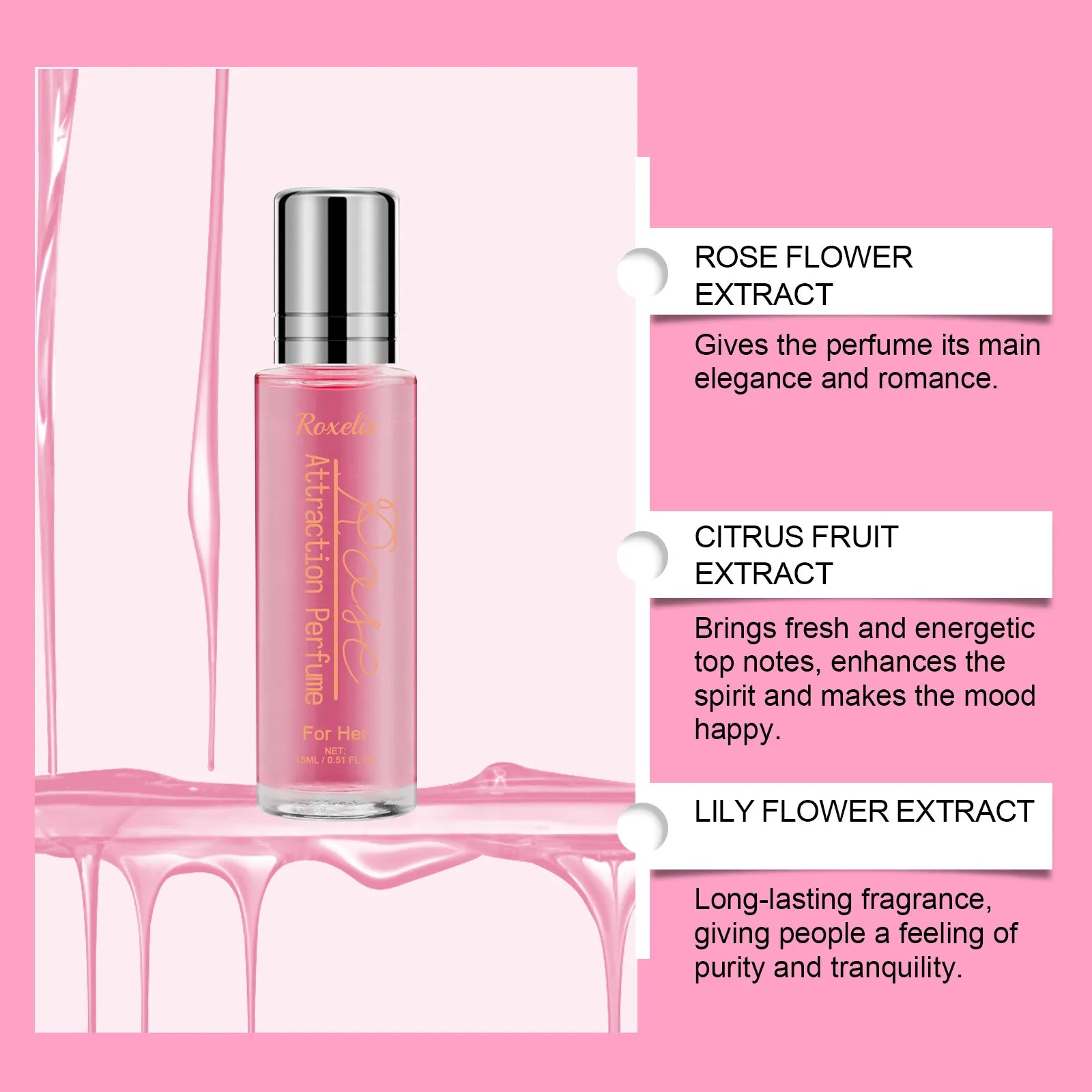 Rose Light Attraction Perfume - Portable 15ml - 2Pcs