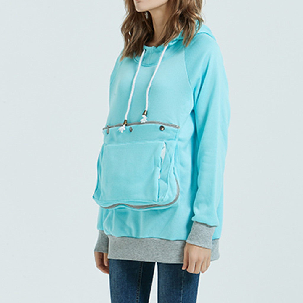 Cozy Cotton Blend Casual Hooded Sweatshirt with Functional Pockets and Drawstring