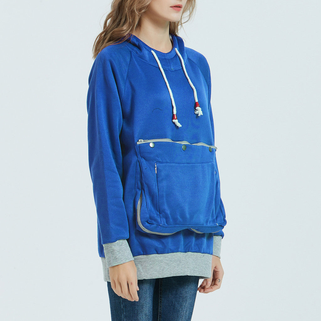 Cozy Cotton Blend Casual Hooded Sweatshirt with Functional Pockets and Drawstring