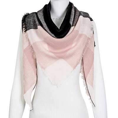 Cozy Plaid Triangle Shawl Scarf
