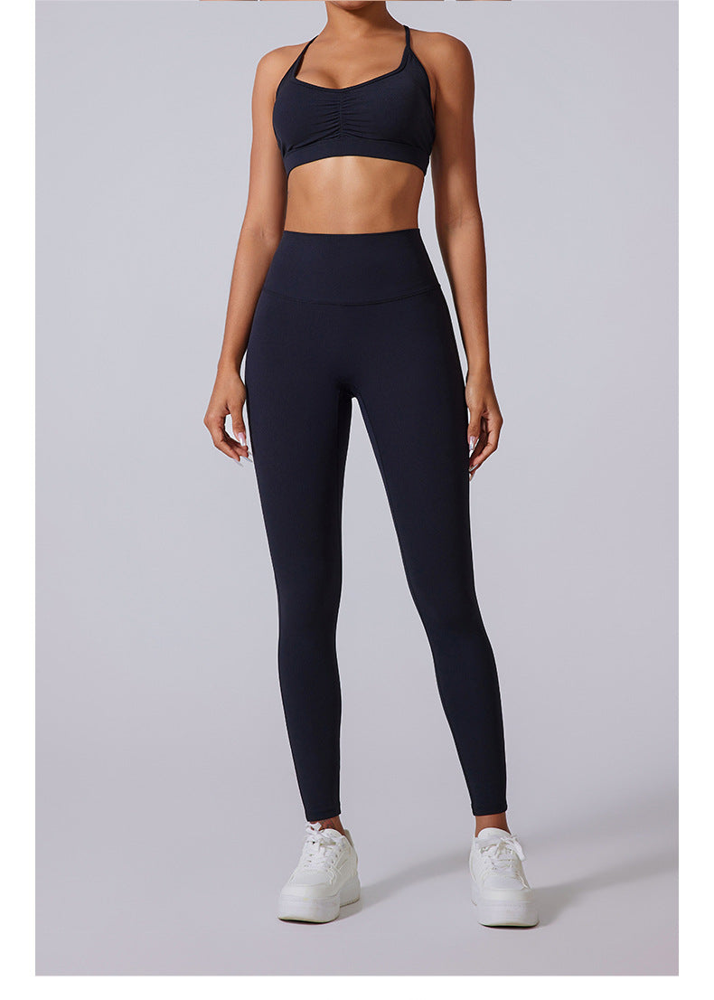 High Waist Brushed Fabric Fitness Leggings for Yoga and Training