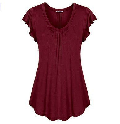 Women's Casual Cotton Tunic Top with Flutter Sleeves - Plus Size Available