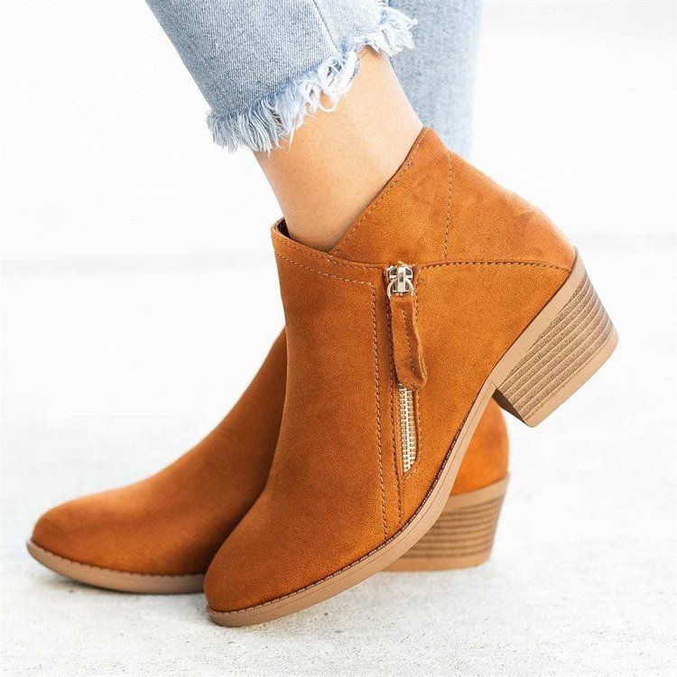 Chic Suede Side-Zip Ankle Boots