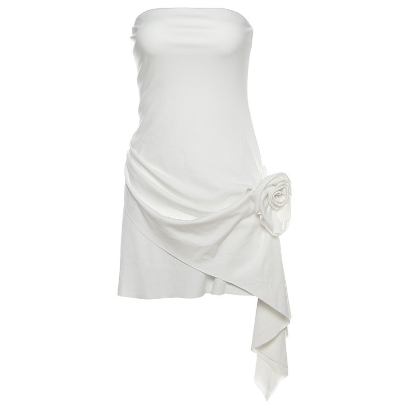 Women's 3D Flower Tube Top Dress - Backless Party Mini