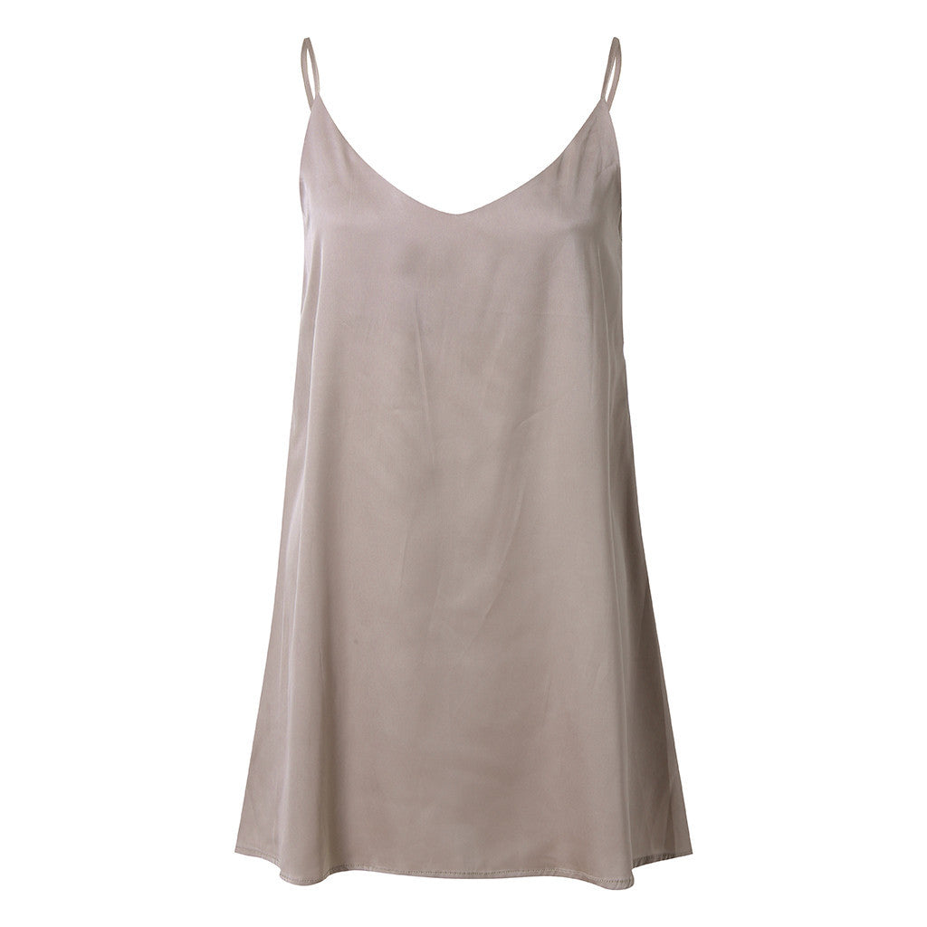 Elegant V-Neck Satin Slip Mini Dress for Women | Ariana Vogue Chic