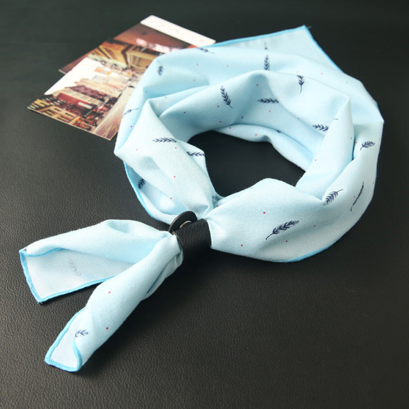Elegant Women's Cotton Square Scarf - Bird Print