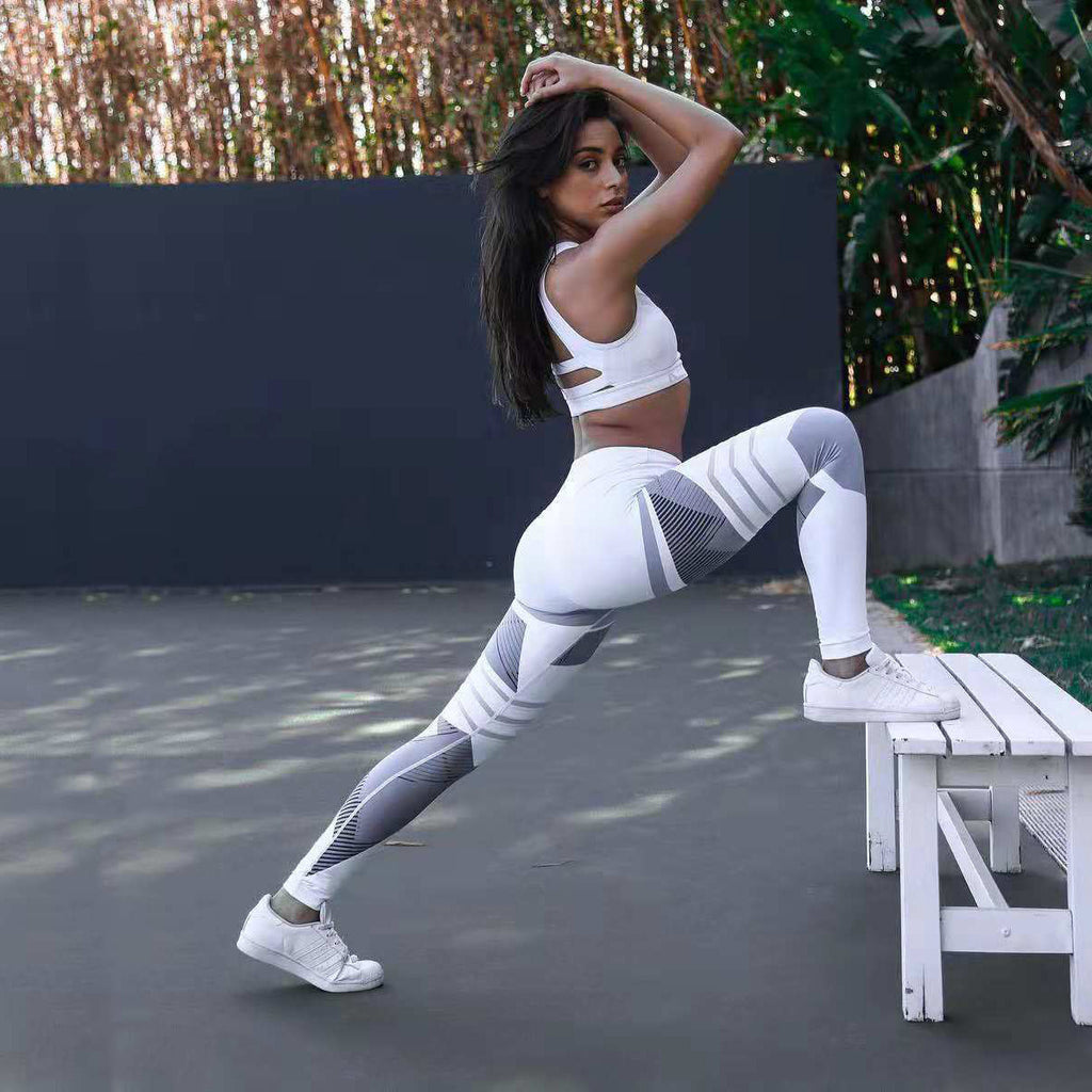 Geometric Print High Waisted Workout Leggings for Active Living