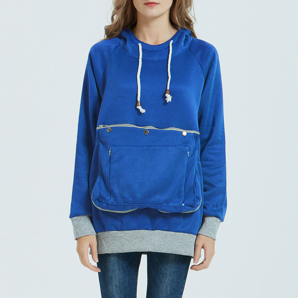 Cozy Cotton Blend Casual Hooded Sweatshirt with Functional Pockets and Drawstring