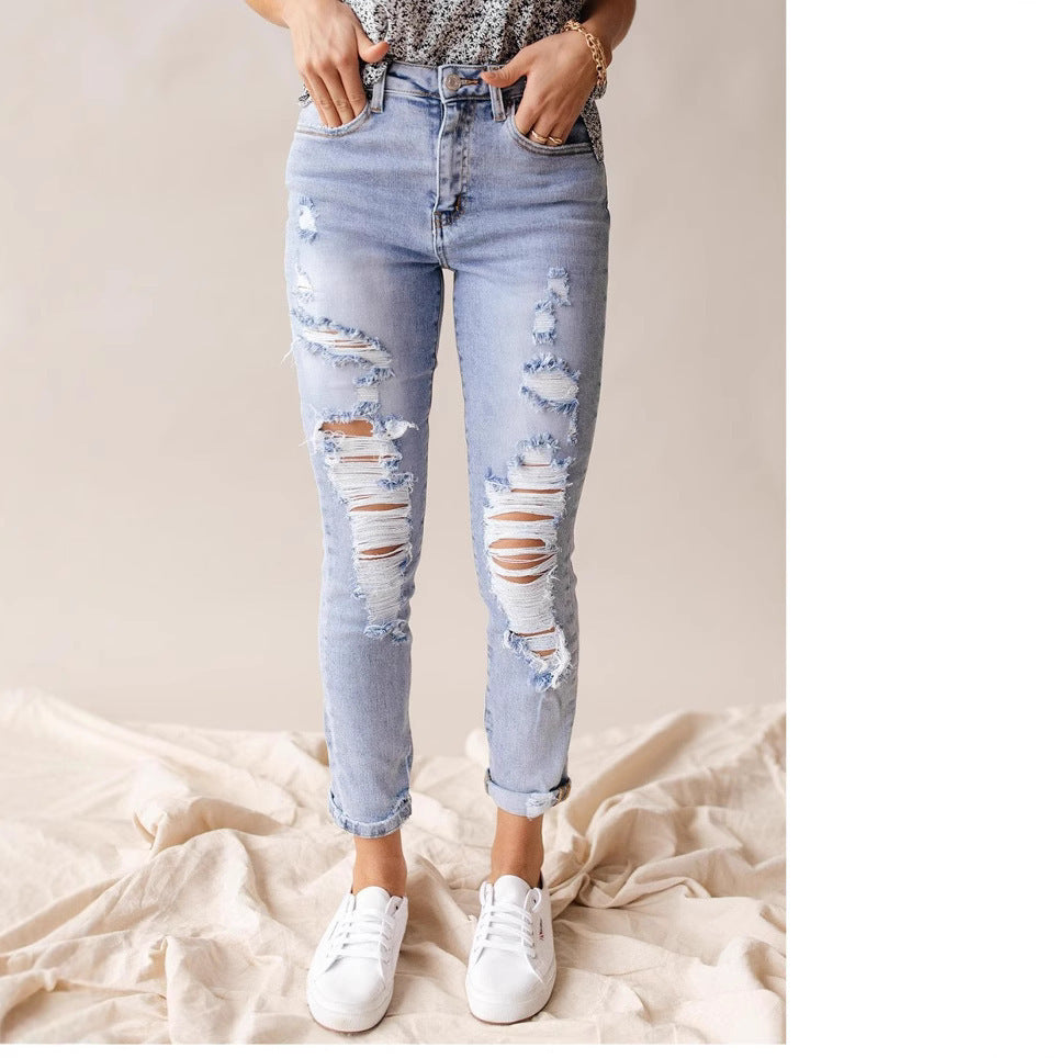 City Chic High-Waist Ripped Skinny Jeans