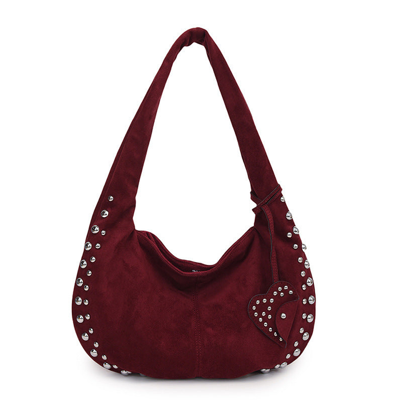 Trendy Studded Plush Underarm Shoulder Bag - Women's Chic Handbag