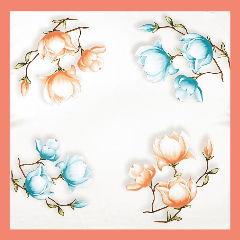 Chic Printed Silk-Feel Square Scarf 53x53cm