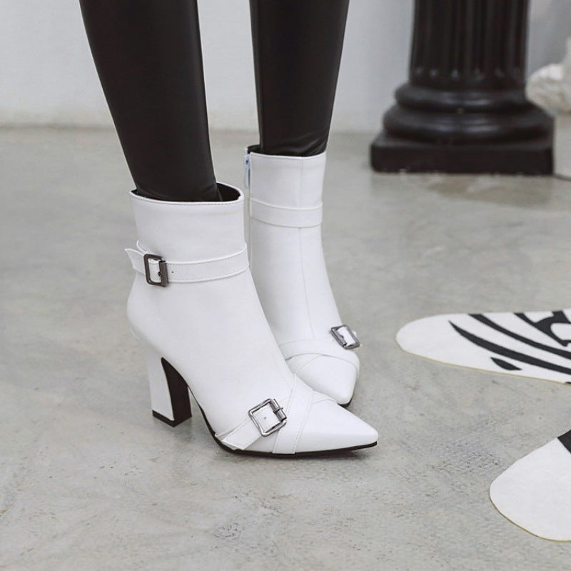 Elegant Pointed Toe High Heel Ankle Boots