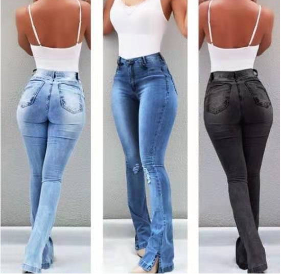 Aura High-Rise Split Hem Flare Jeans