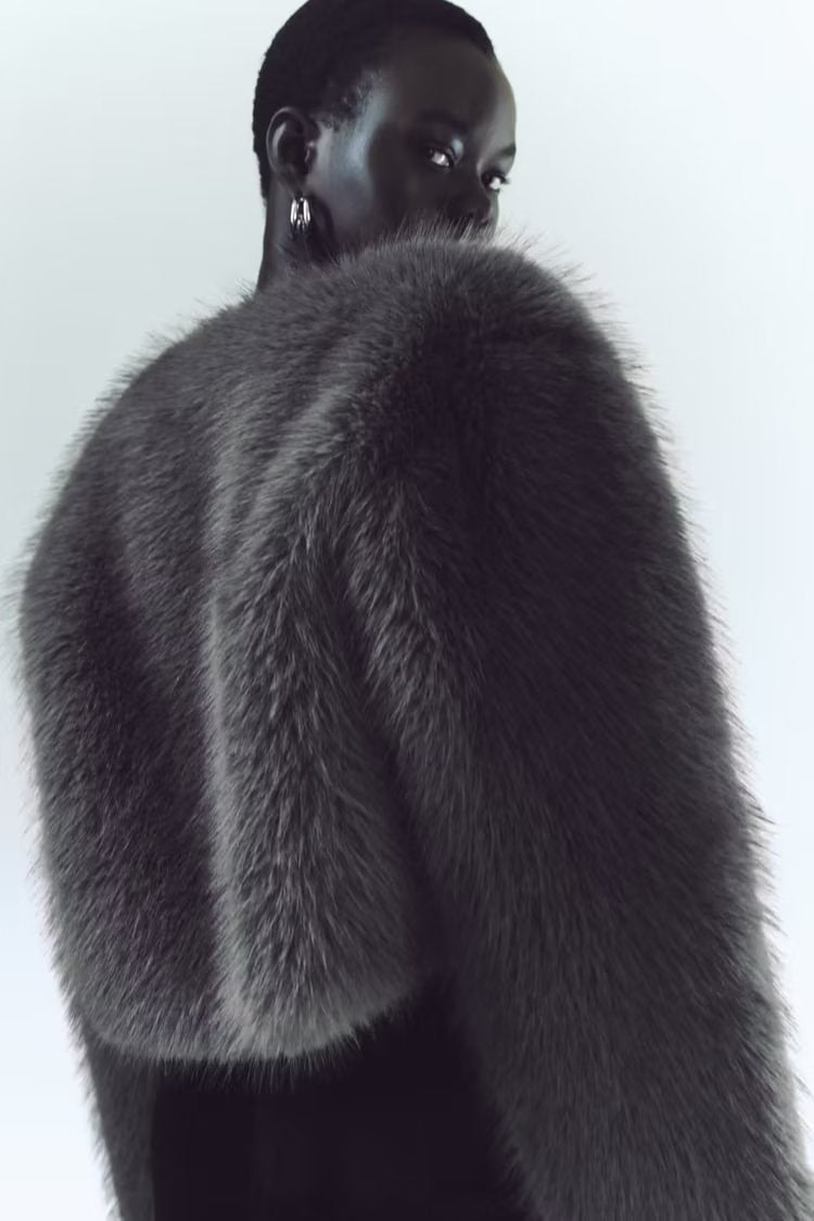 Chic Faux Fur O Neck Cropped Jacket Stylish Warm Outerwear