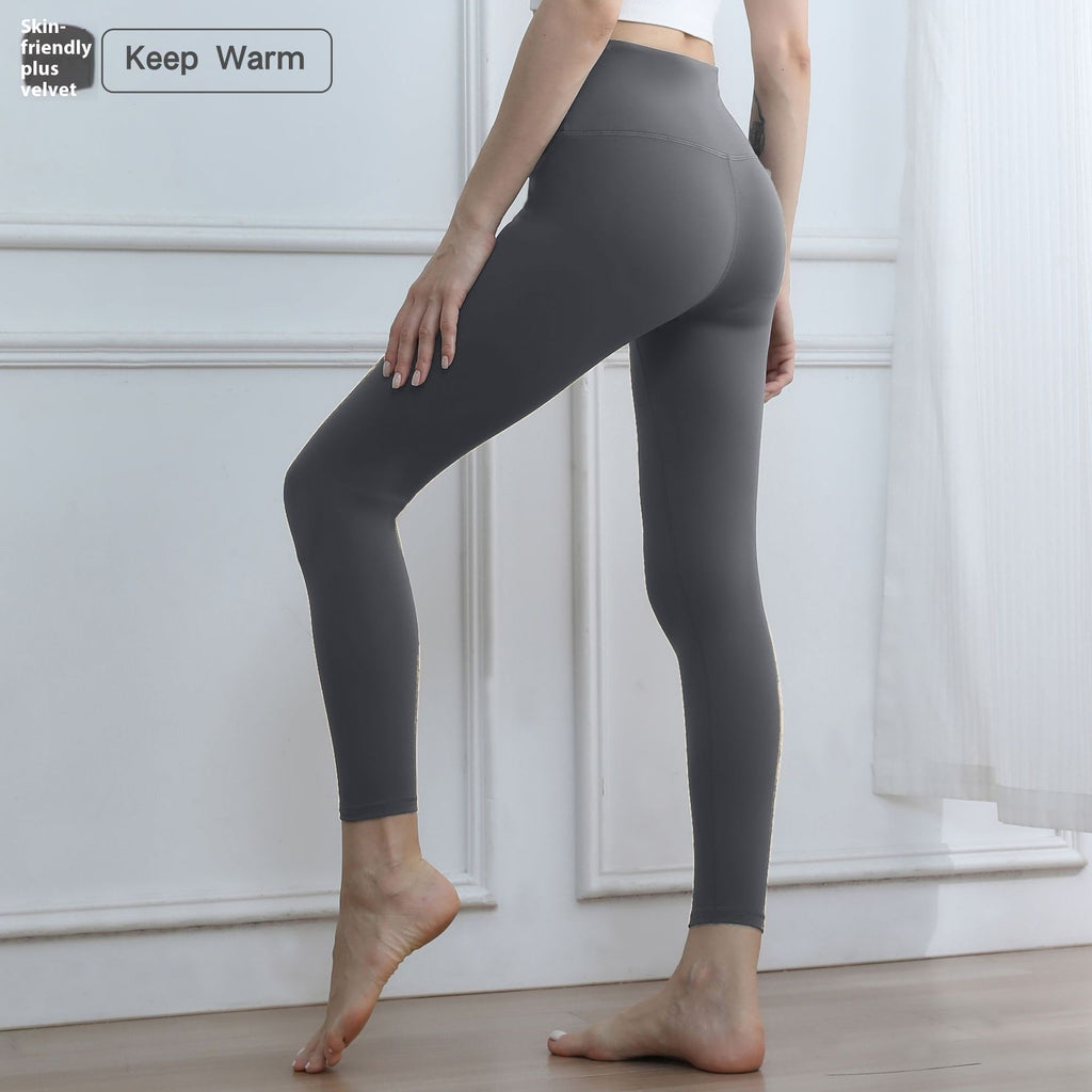 Thickened Traceless High Waisted Fleece Lined Activewear Leggings for Yoga and Fitness