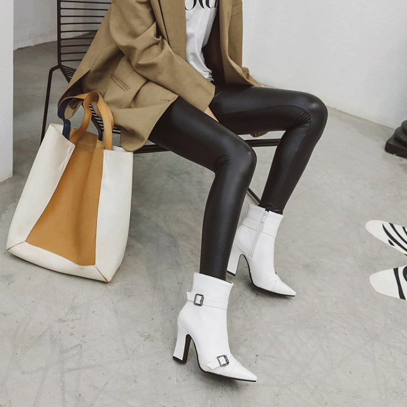 Elegant Pointed Toe High Heel Ankle Boots